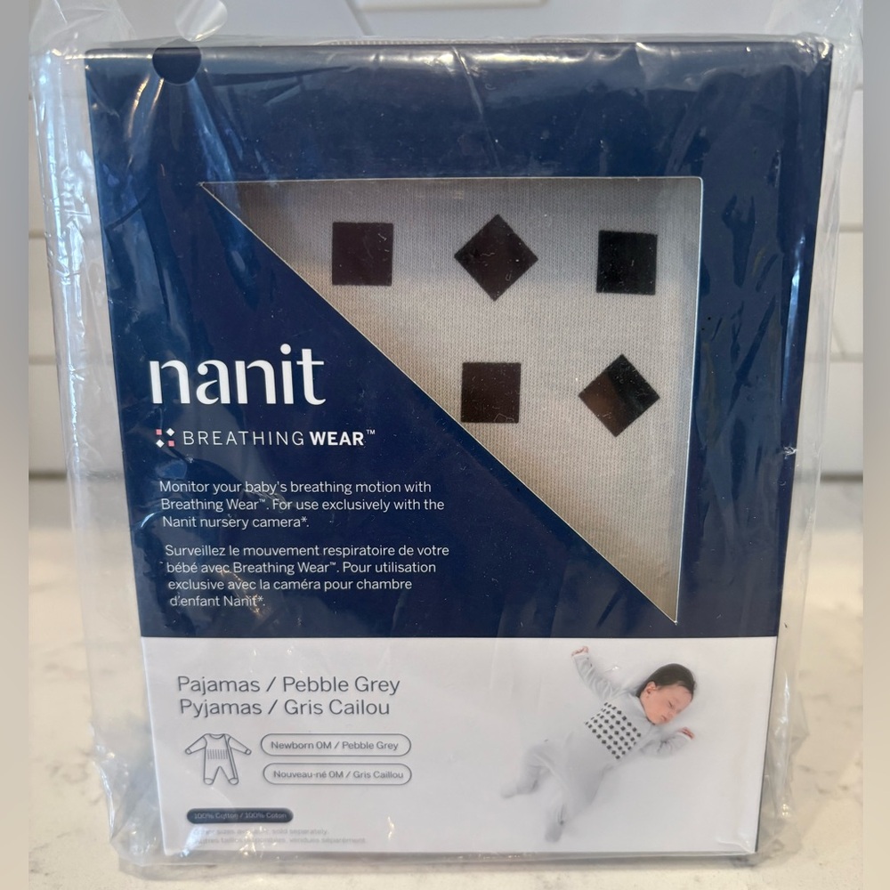 Nanit baby breathing wear pajamas pebble grey size newborn - NEW